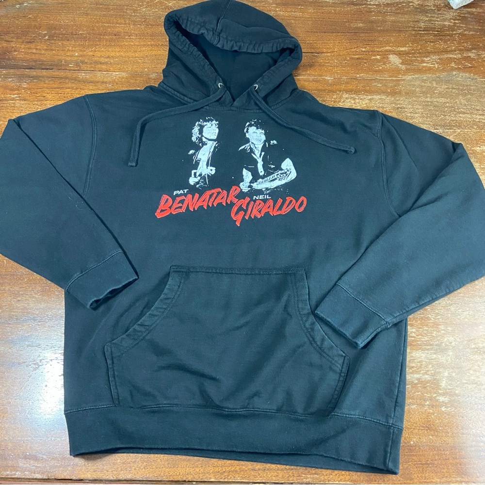 3/$12 Pat Benatar Neil Geraldo Black Hoodie Sweatshirt hooded Hoody Large L